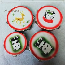 Nostalgic old stock 80-90 s old toy leather tambourine medium