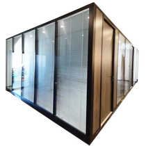 Office glass partition double-layer hollow built-in louver tempered glass partition wall single-layer transparent frosted partition wall