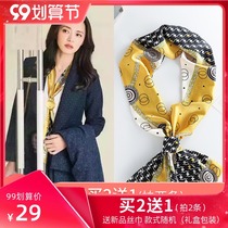 Chunqiu thin narrow long silk scarf Korean small scarf Joker foreign style fashion small square double-sided thin scarf