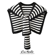 Spring and autumn Net red knitted small shawl womens outer shirt foreign style fashion short knotted air conditioning room scarf dual use