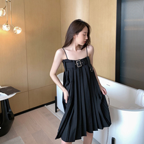 Skirt women Summer 2020 New temperament dress thin foreign style pleated skirt sexy suspender skirt fashion small black dress