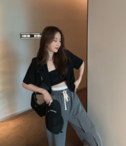 French black blazer jacket 2020 new summer fashion short sleeve jacket loose slim short suit women