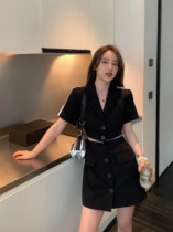 Black dress female 2020 new summer waist slim skirt Sexy Slim A- line dress temperament skirt tide