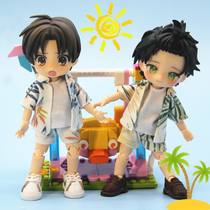 ob11 baby clothes seaside holiday set summer short sleeve shirt vest shorts three pieces Molly doll clothes