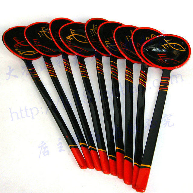 彝族特色餐厅饭店专用大凉山彝族漆器彩绘汤勺仿瓷餐具民族工艺品