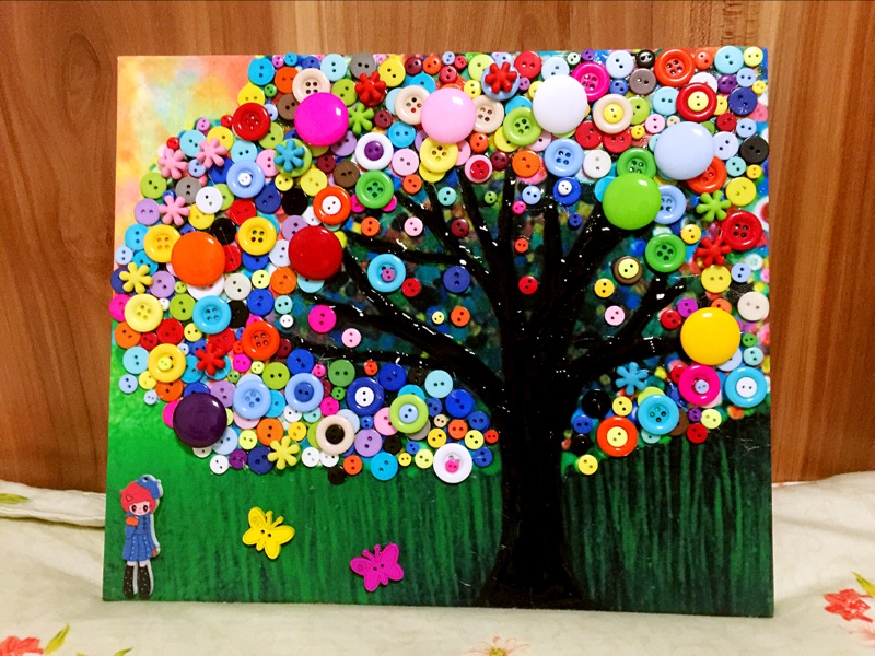 包邮 纽扣画 居家装饰 幼儿园儿童创意 早教 家长亲子 diy材料包