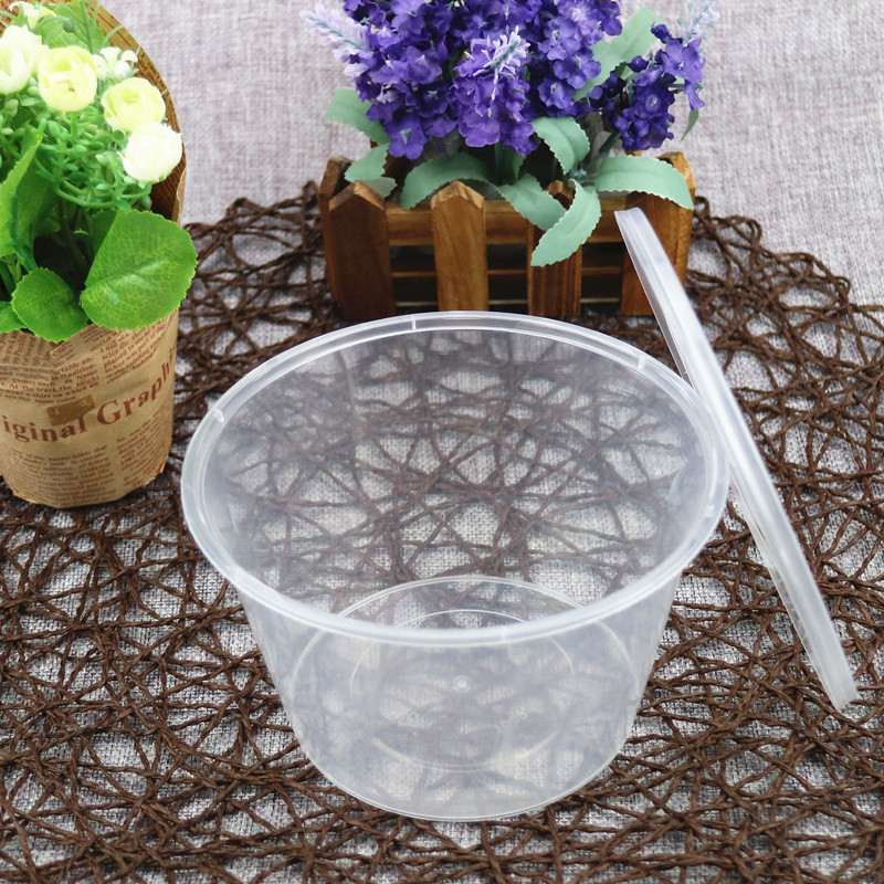 一次性餐盒打包盒加厚圆形塑料盒外卖圆盆便当盒黑色汤碗面碗圆盒