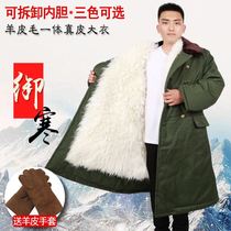 Winter sheepskin military coat male real sheep fur one cold-proof camouflage cotton coat thick warm long military coat