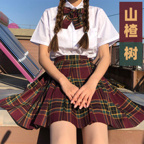Late night fantasy Hawthorn Tree JK uniform skirt College large plaid pleated skirt set full school uniform student dress dress
