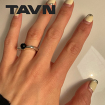 TAVN Small Designer L'ELEMENTO Floating Silver Metal Black Manau Ring