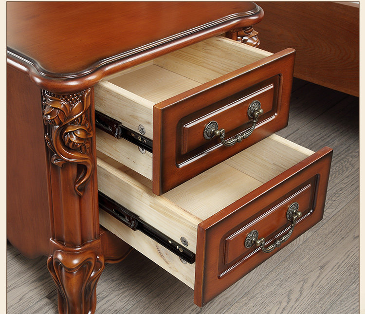 兰馨家具 美式真皮双人床 欧式奢华婚床床垫床头柜 三件套 特价床