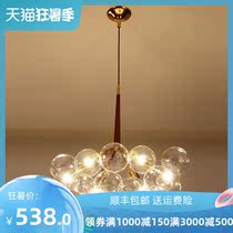 Nordic postmodern chandelier Light luxury restaurant light Simple bar decoration Creative personality Glass bubble ball lamp