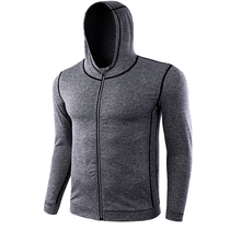 Sports tights jacket mens four seasons running fitness suit hooded zipper sweater long sleeve breathable training suit
