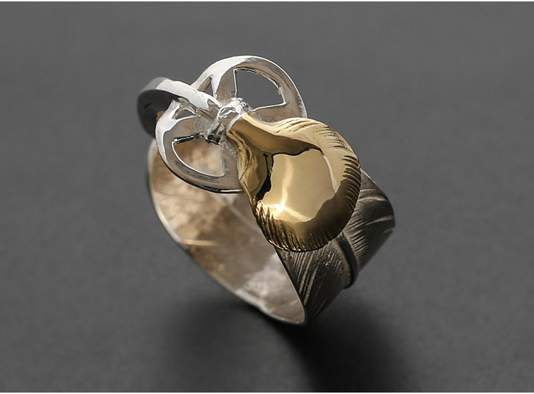 小光头斯基goros羽毛戒指925纯银高桥吾郎戒指纯手工18k指环