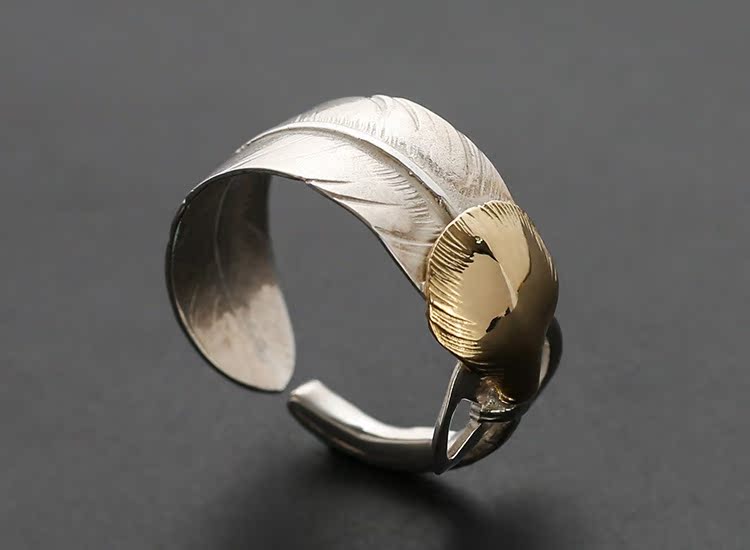 小光头斯基goros羽毛戒指925纯银高桥吾郎戒指纯手工18k指环