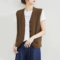 ^ @ ^ jung Mei (ZZ0312731) Spring summer new full wool V collar knit waistcoat cardio-hoodie casual