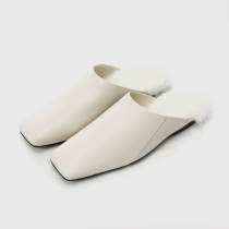 Rongmei explosive double version_Italian imported cowhide with sex B hoarding mink fur classic single shoe Muller drag