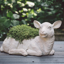 Flowers open the sheep White Makokie Dog creative garden Outdoor Balcony Floor Resin Multi-Meat Plant Flower Pots