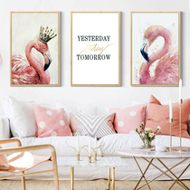 Flamingo Net red decorative painting living room mural pink girl heart Nordic hanging painting ins style tremble English