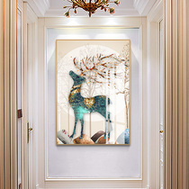 Xuan Guan Decoration Painting Nordic Light Extravagant Atmosphere Living Room Wall Painting Hair Treasure Deer Corridor Aisle Hanging Painting Crystal Drill Vertical Version Mural Painting
