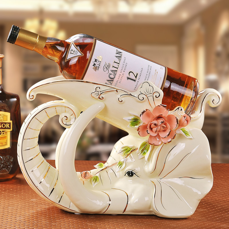 Jingdezhen European pure checking ceramic crafts creative furnishing articles sitting room adornment see elephant wine rack