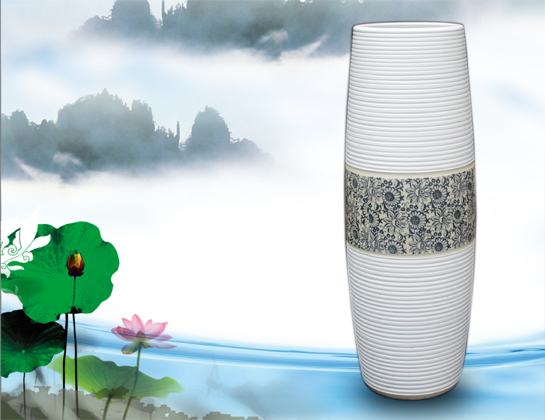 Jingdezhen landing big white vase fashionable fashionable home lucky bamboo furniture furnishing articles sitting room adornment