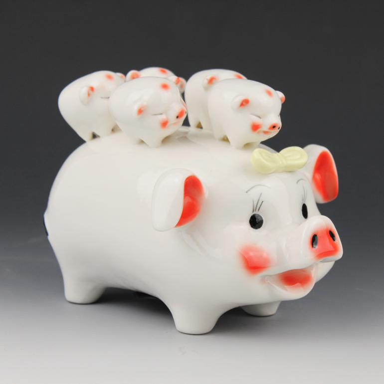 Creative ceramic piggy bank, lovely pig can save desirable piggy bank COINS home baby gift move