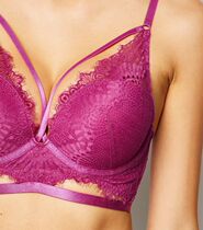 NEW purple strappy gathered eyelashes lace sexy bra set underwear female 70D75DD75D