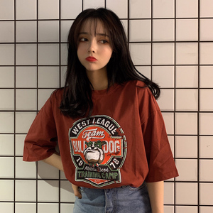 15韩版宽松港风学生百搭上衣服潮ins网红短袖t恤女夏季2019新款夏