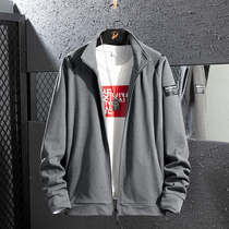 Mens loose casual work jacket jacket jacket mens spring and autumn plus fat plus size jacket cardigan sports sweater men