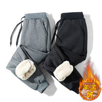 Autumn and winter plus velvet padded lamb cashmere mens sweatpants Tide plus size loose pants slacks