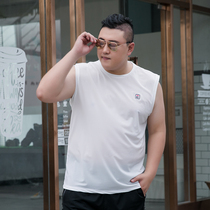 Vest Men Ice Silk Speed Dry Summer Thin with Loose Gats Plus Size Fitness Casual Sports Kan Shoulder Sleeveless T-shirt