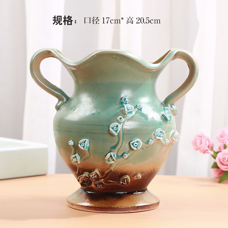 High European style ceramic flower pot coarse pottery retro mage meat meat meat old running the plant POTS, large caliber POTS