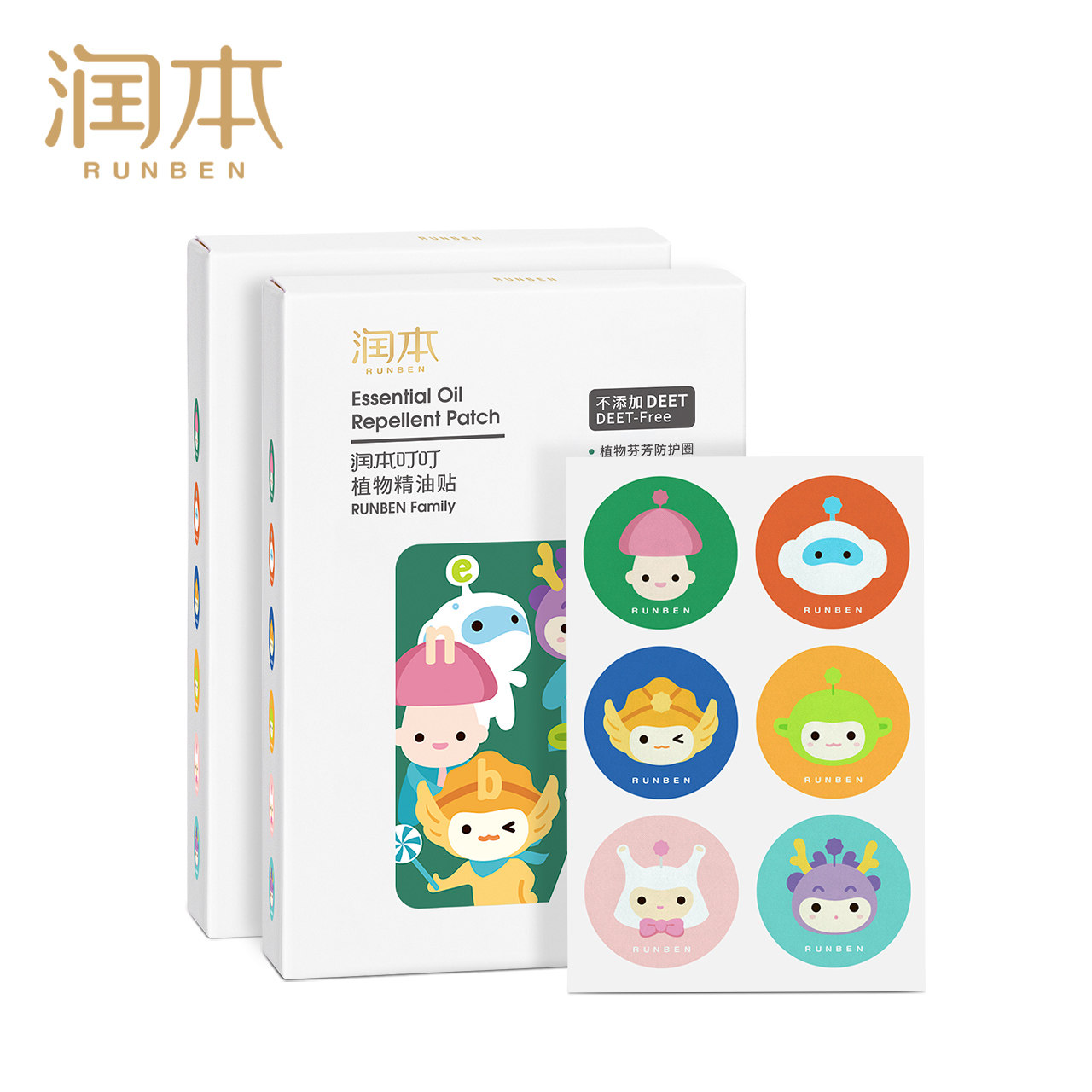 润本驱蚊贴婴儿防蚊贴儿童宝宝驱防蚊虫子神器户外随身用品36片袋