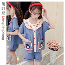 Girl Sleepwear Summer Thin cotton short sleeves shorts Childrens baby Home Cuts cute girl Two sets in summer