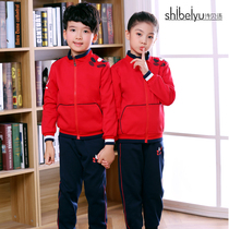 Primary school uniforms Spring and Autumn College style British suits sports style childrens garden uniforms Red kindergarten uniforms