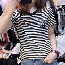 women's european style striped t-shirt european style summer 2022 new short sleeve western style loose fashionable t-shirt