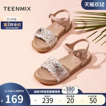 Tianmei sandals women Summer new small fragrant wind flat sandals women flower Roman sandals mall same flat shoes