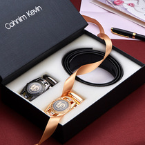 First layer cowhide mens belt leather automatic buckle Youth double buckle soft leather belt young man Belt Joker tide