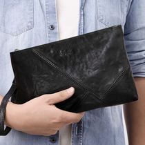Head layer cowhide mens bag leather large capacity Mens handbag business soft leather envelope bag fashion clip tide