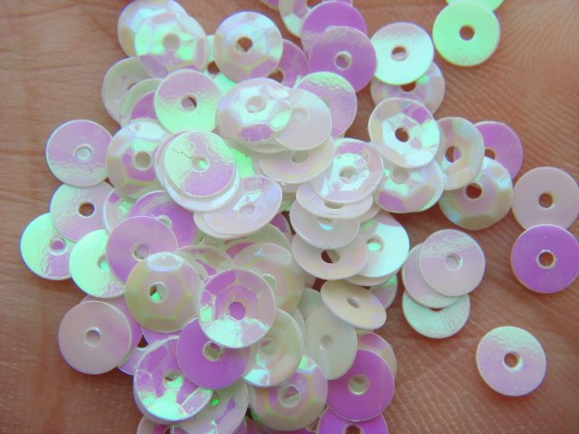 进口珠片 p401乳油彩白片 塑料亮片婚纱礼服手缝珠片花型片10克装_珠