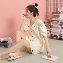 The new short-sleeved pajama suit for female high-end cotton pajamas in spring and summer 2021