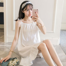 Sling nightdress women Summer cotton Korean sweet princess style student sexy pajamas female spring and autumn thin home clothes