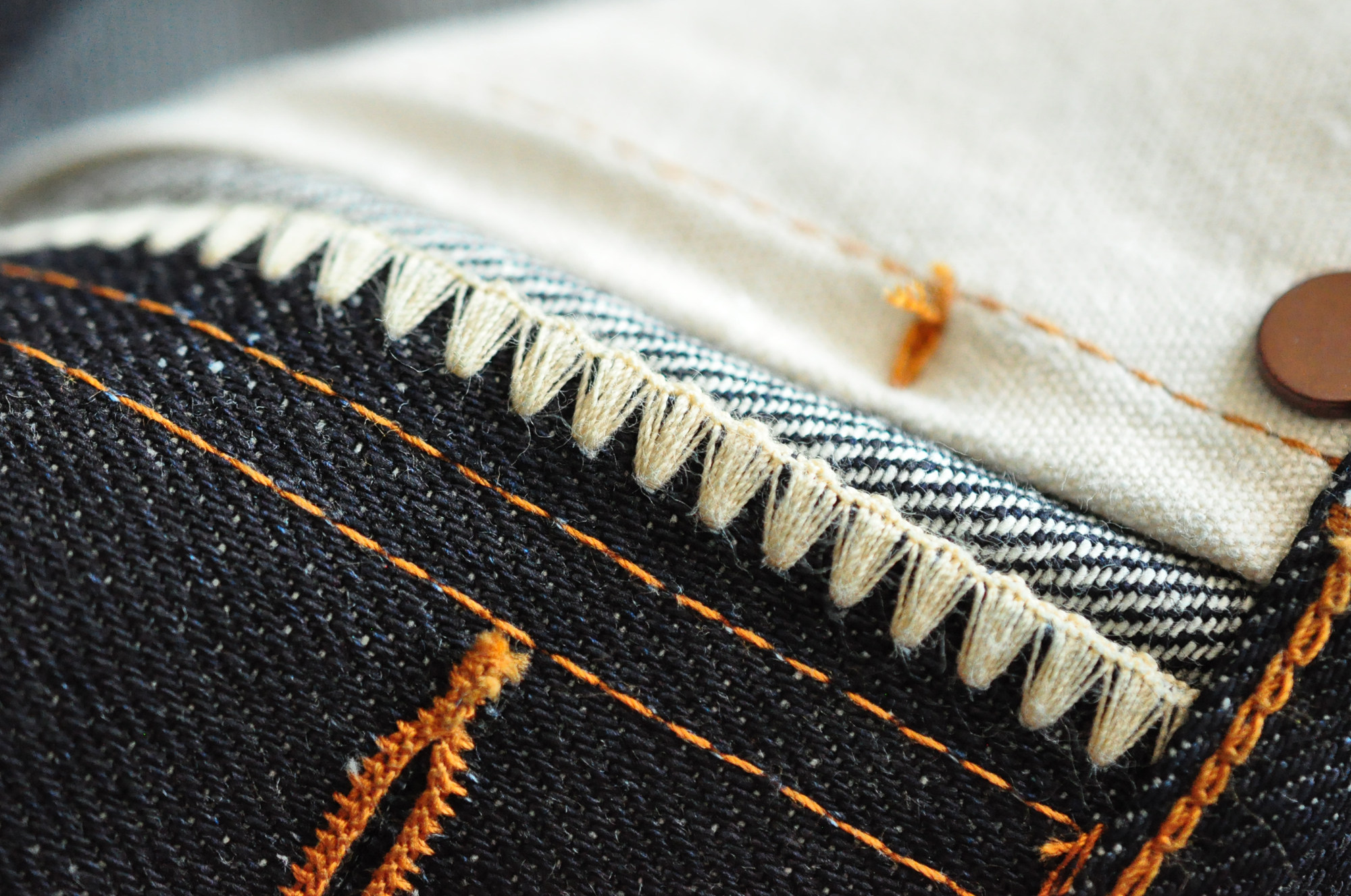 sauce origin日本冈山面料 赤耳日牛布料 丹宁 原色 牛仔裤916-vt