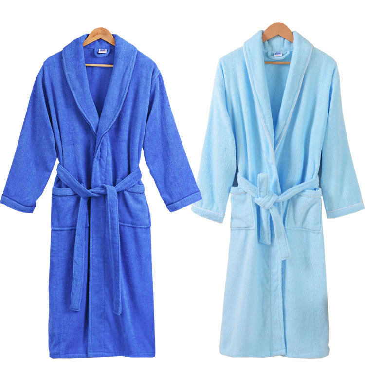 浴袍纯棉毛巾料水墨风提花吸水男女情侣款春夏秋冬游泳洗澡浴衣