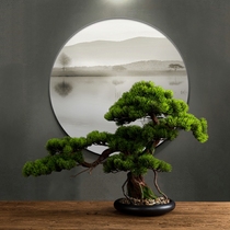 Simulation of new Chinese style welcome pine bonsai planted green living room hotel home porch soft decoration model room ornaments