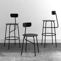 Nordic black bar chair wrought iron high stool simple counter chair porch stool home round chair front desk chair white chair