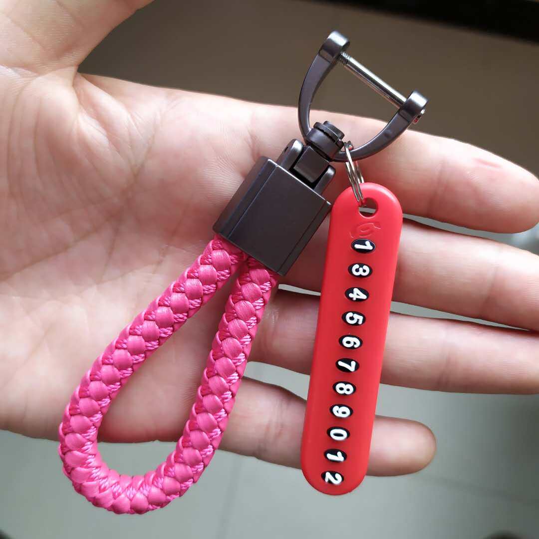 汽车钥匙链挂件防丢神器创意钥匙圈环diy电话号码牌挂饰男女情侣