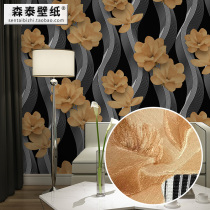 Wallpaper European luxury high-end black bedroom 3d three-dimensional living room atmosphere Damascus TV background wall wallpaper