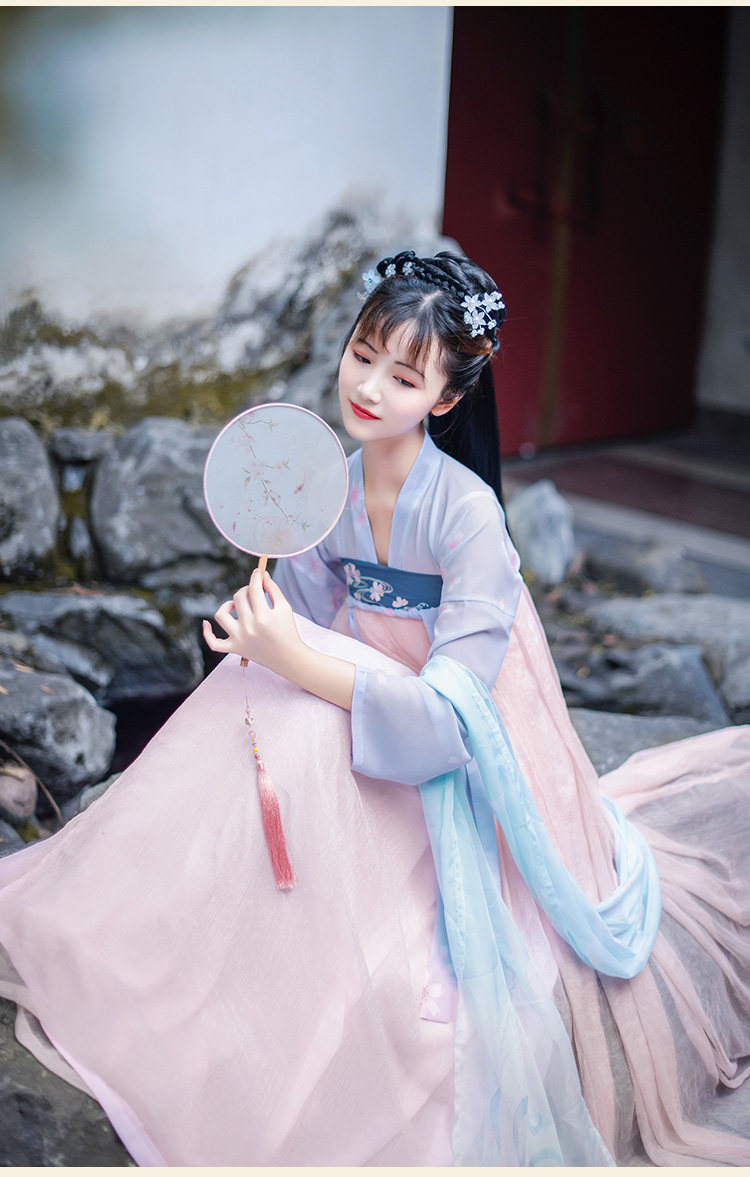 [周年回馈]如梦霓裳汉服女齐胸襦裙六米大摆小乔高腰原创绣花夏季